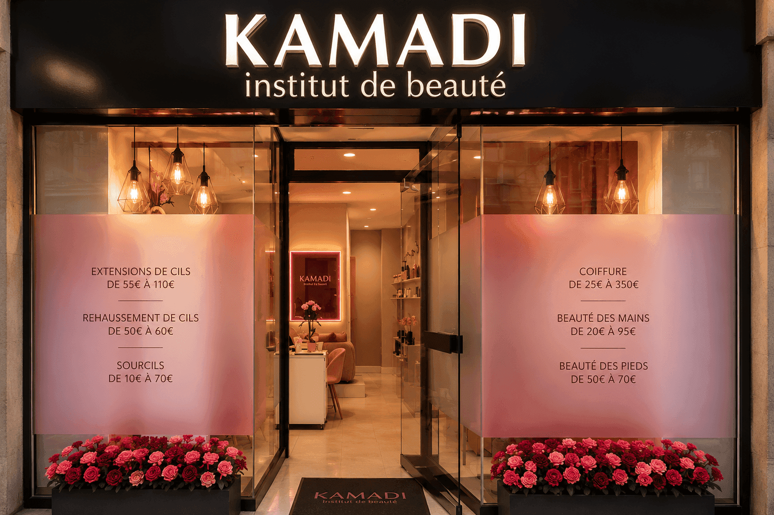 Vitrine de l'institut KAMADI à Paris 11ᵉ